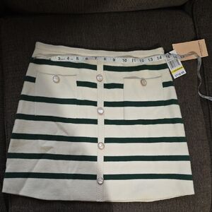 Scotch & Soda Green and Cream Striped Mini Skirt